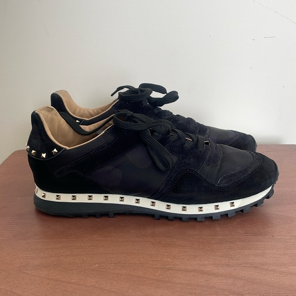 Valentino Garavani Rockstud Nylon Camo Low Top Sneakers Size 41/10